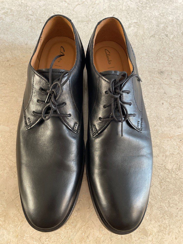Black Clark s Leather Mens Shoe Glide Lace Size UK10