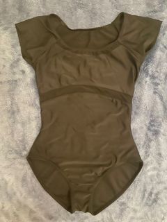 Black leotard with mesh cut out design 