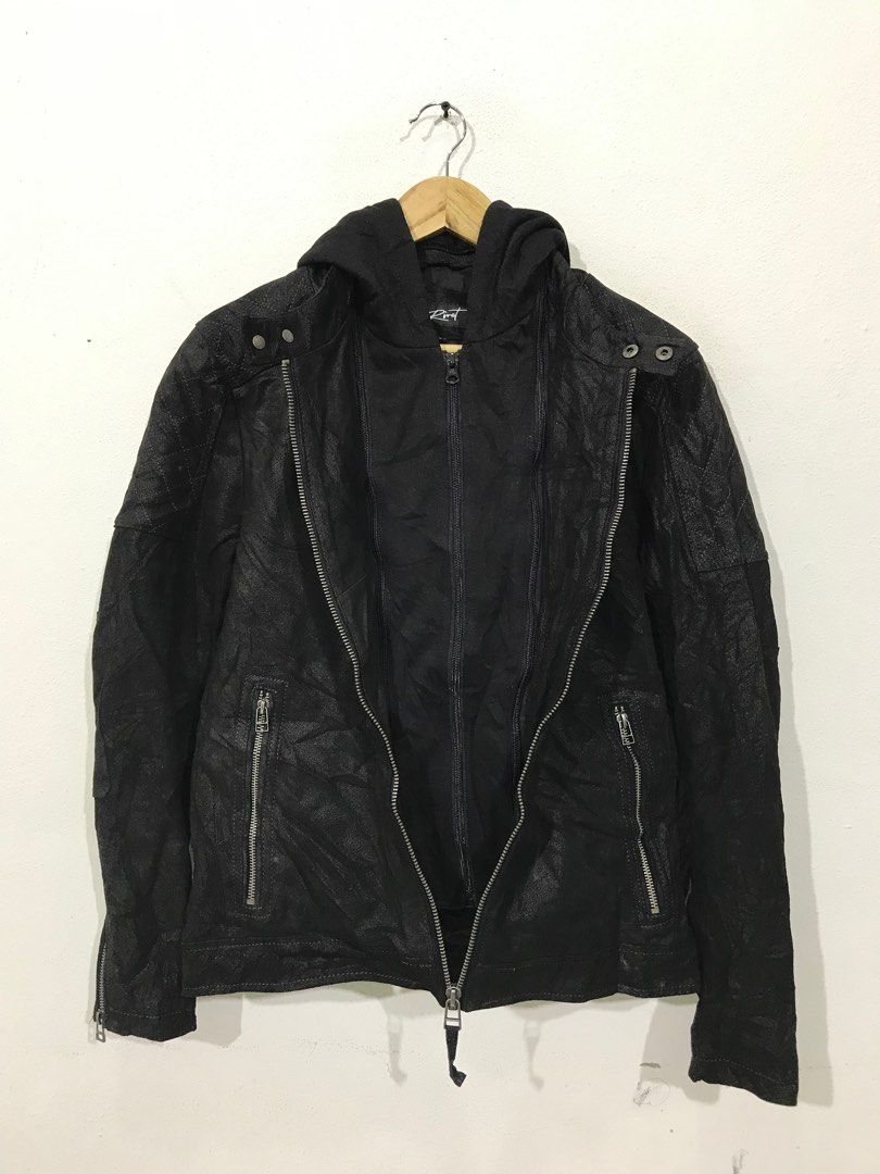 Black Rivet Leather Jacket, Men's Fashion, Coats, Jackets and Outerwear