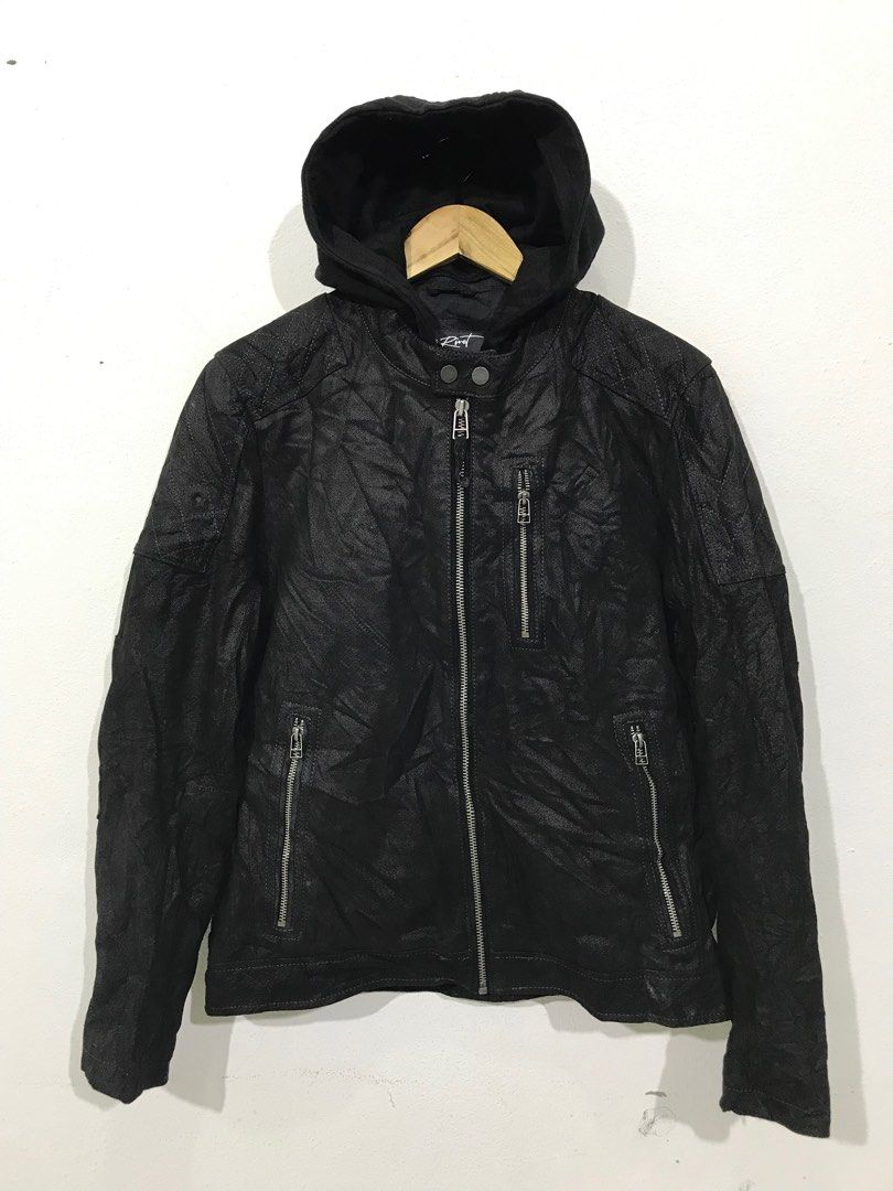 Black rivet sales leather coat