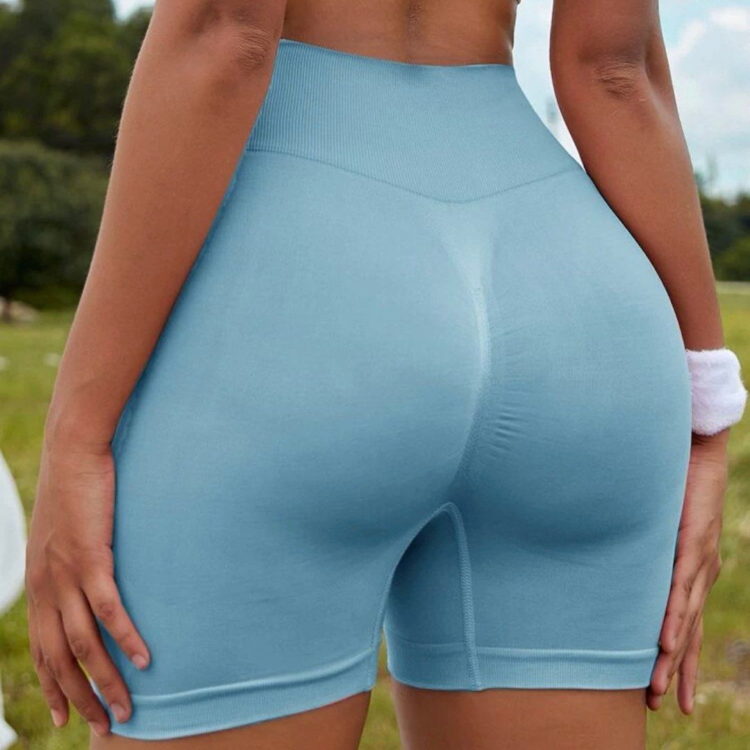 dusty blue exercise shorts ruffle butt main image 1