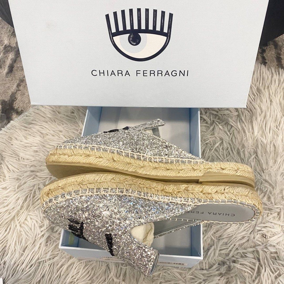 Mules shoes Chiara Ferragni - Flirting silver glitter mules - CF1502