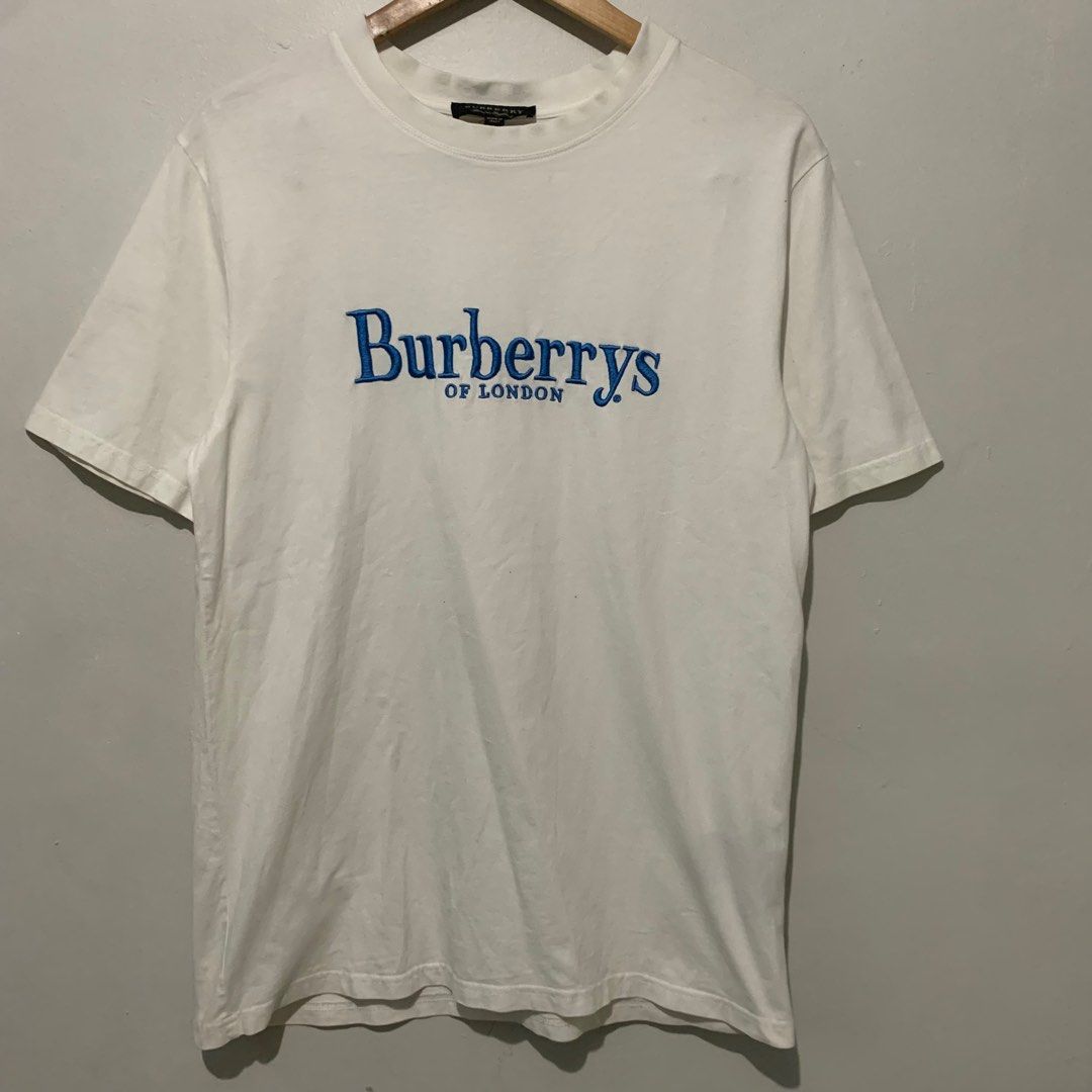 BURBERRY OF LONDON EMBROIDERED LOGO T SHIRT (White), Men's Fashion, Tops &  Sets, Tshirts & Polo Shirts on Carousell