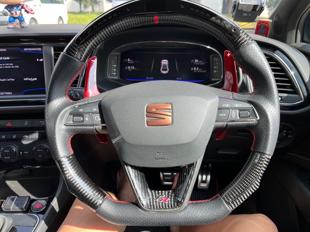 Seat Leon Cupra Carbon fibre performance steering wheel, Car Accessories, Accessories on Carousell