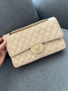 Chanel beige medium cf ghw caviar