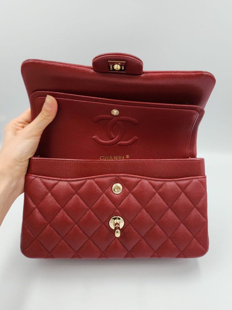 Chanel Burgundy 19B Classic Small Flap Caviar Light Gold Hardware, Luxury,  Bags & Wallets on Carousell