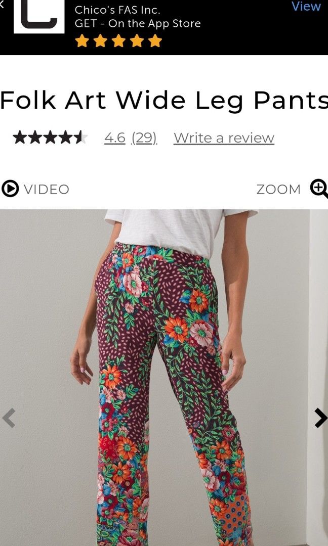 Chico s Folk Art Wide Leg Pants Size 20 on Tag Women s Fashion