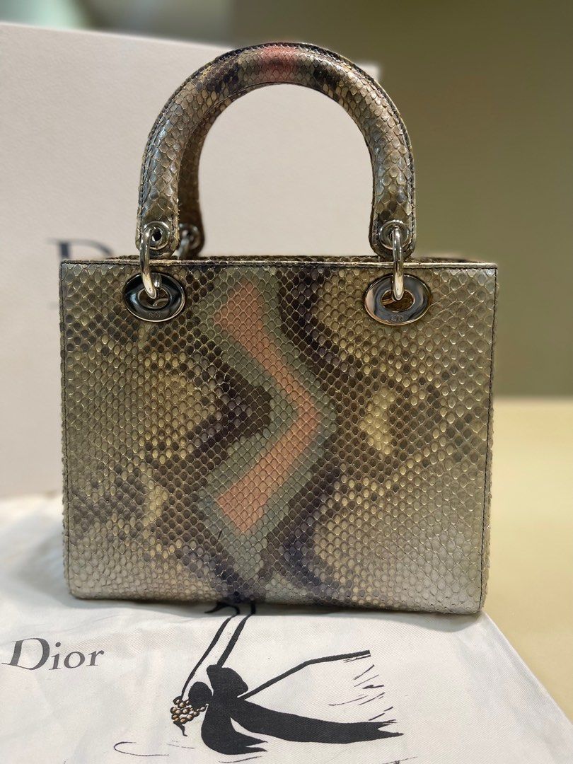 Christian Dior Lady Dior Medium Phyton, Luxury, Bags & Wallets on Carousell