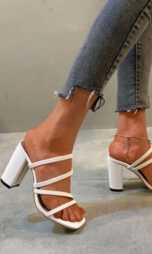 white chunky heels near me