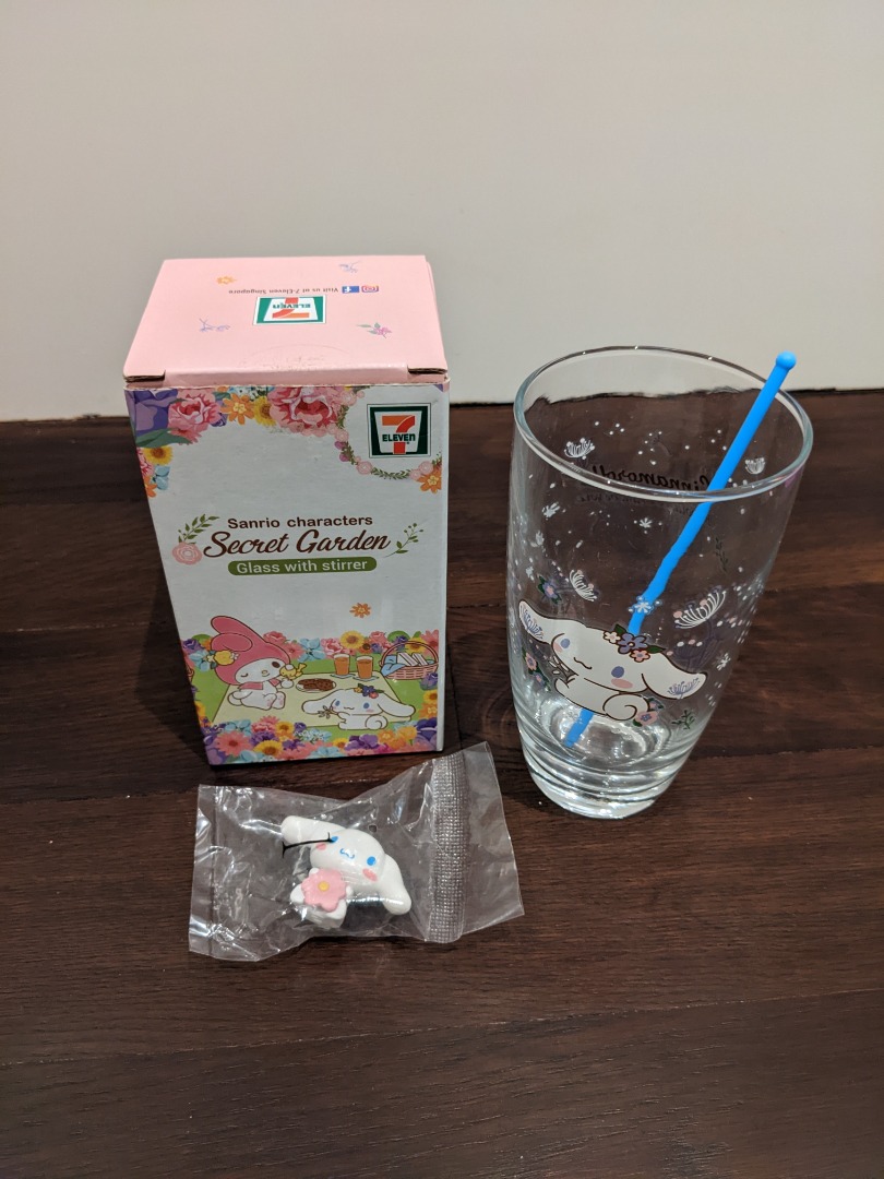 Cinnamon Roll Sanrio 711 glass with stirrer, Furniture & Home Living, Kitchenware & Tableware