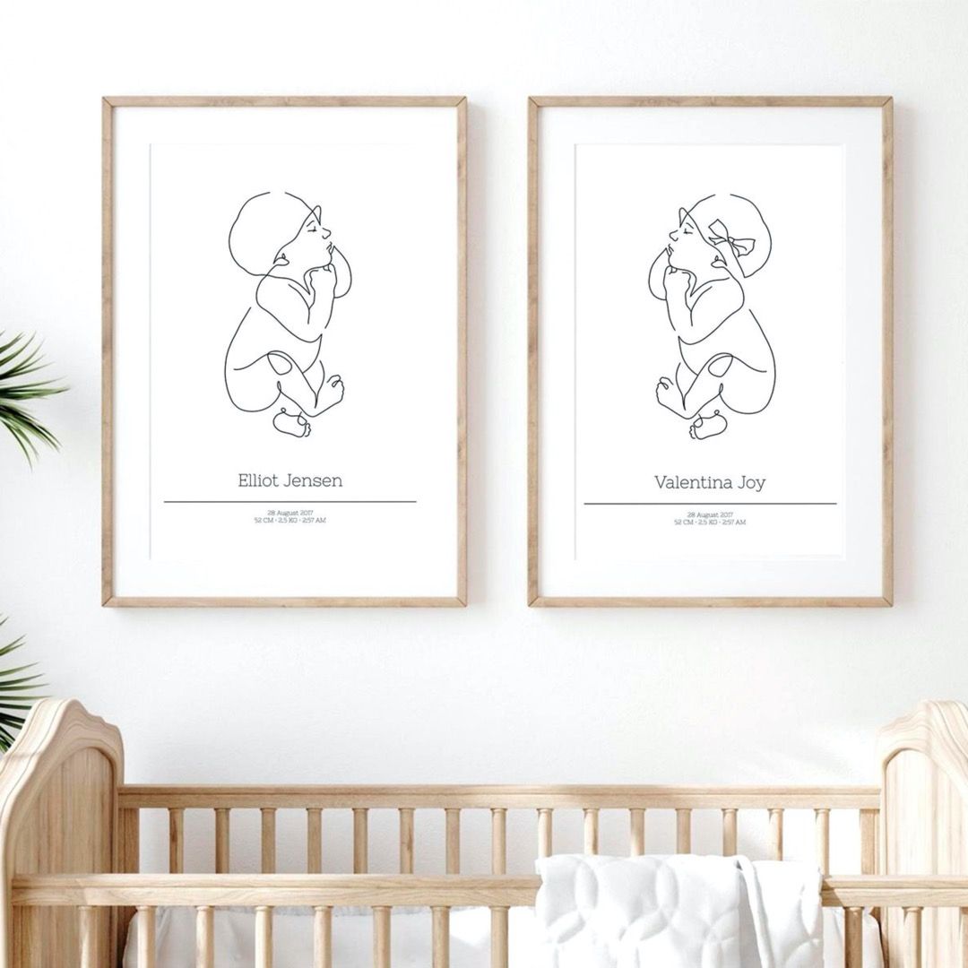 CUSTOM BABY LINE PORTRAIT | BABY BIRTH POSTER | NEWBORN | NEWBORN GIFT ...