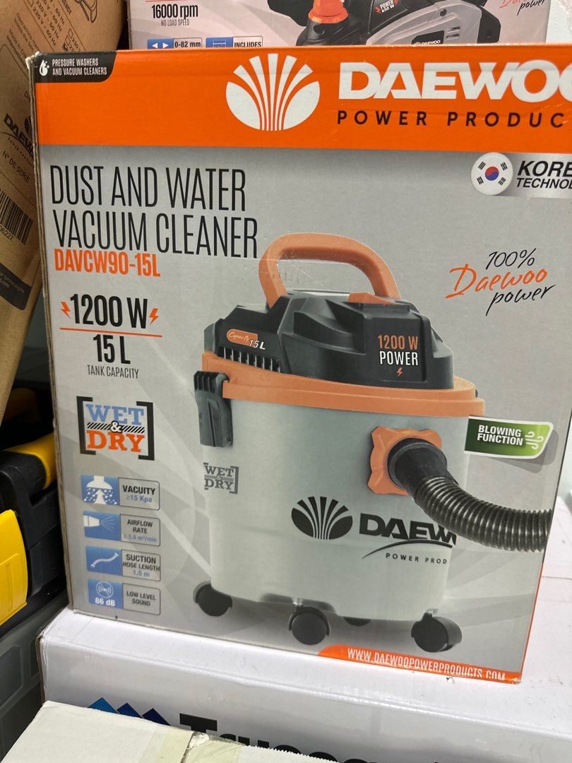 Daewoo Dust & Water Vacuum Cleaners 15L 1200W Power DAVC9015L Wet