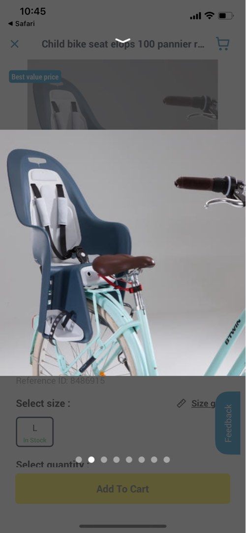 Decathlon Child Bike Seat, Sports Equipment, Bicycles & Parts, Parts