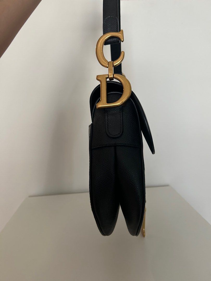 Dior Saddle Bag Medium Black Golden Hardware Full set, Luxury, Bags