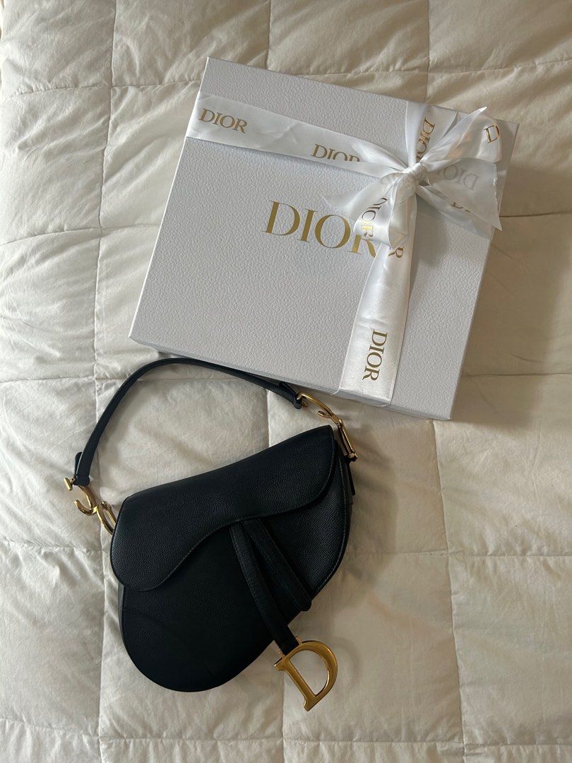 Dior Saddle Bag Medium Black Golden Hardware Full set, Luxury, Bags