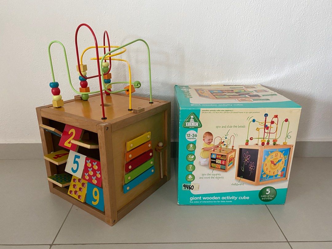 Elc giant wooden activity cube hotsell