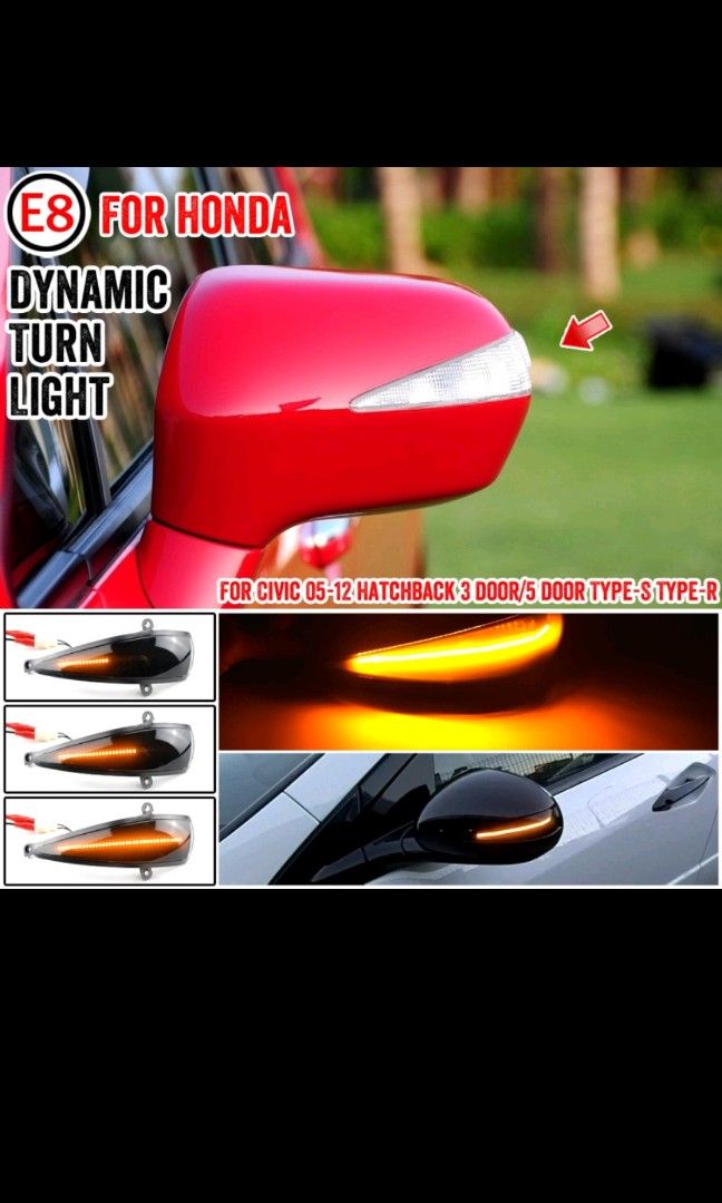 Fk2 civic 8th side mirror light, Car Accessories, Accessories on Carousell