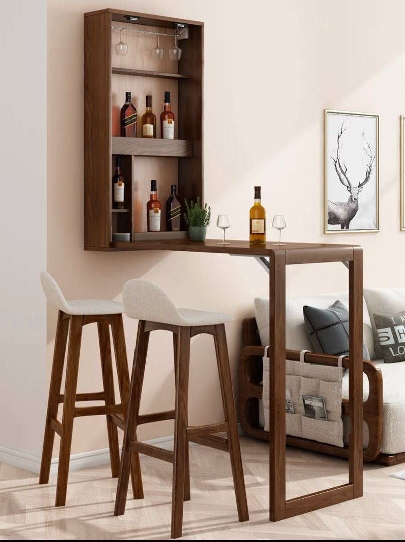 Folding Table Solid Wood Wall Hanging with Shelf Dining Table/Desk