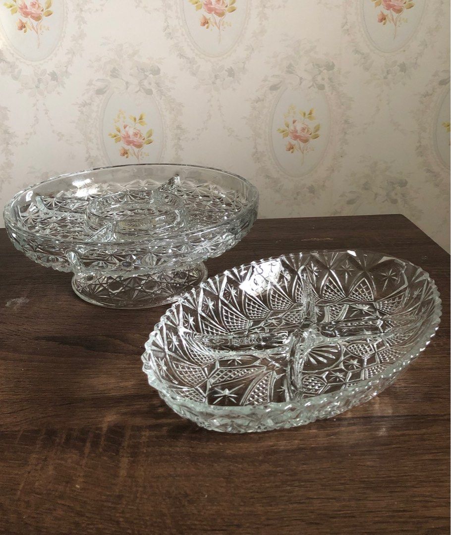 Vintage Glass Bowls with compartments, Hobbies & Toys, Memorabilia