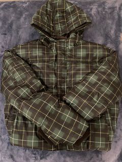 Green plaid puffer jacket