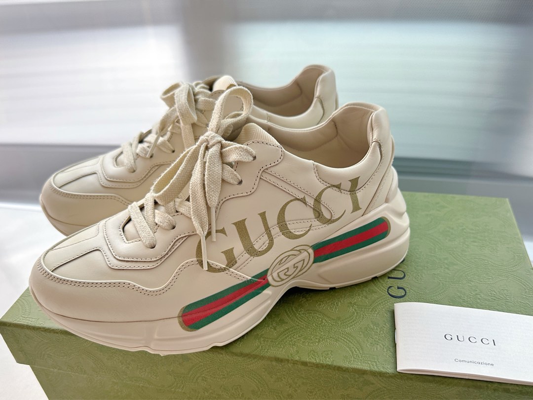Gucci Women s Rhyton Logo Size 37.5 Luxury Sneakers Footwear
