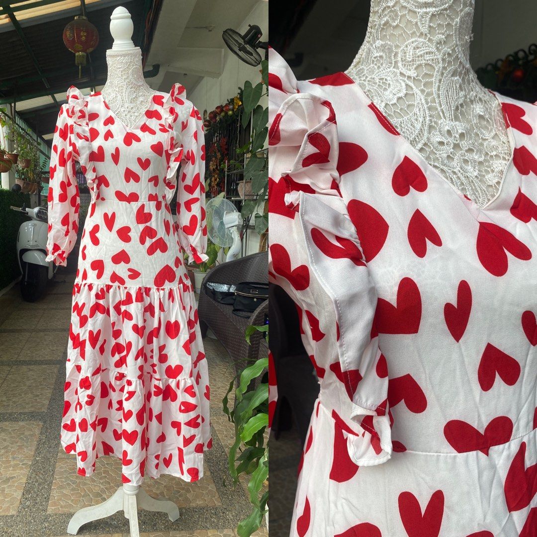 Hearts Maxi Dress, Women's Fashion, Dresses & Sets, Dresses on Carousell