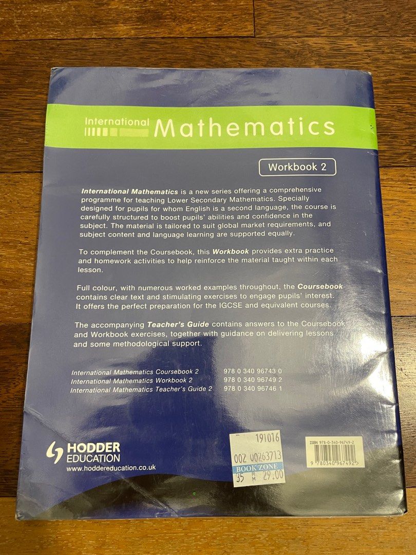 IGCSE O-Level Mathematics Hodder Education International Workbook 2 ...