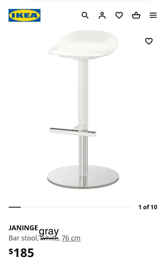 IKEA JANINGE bar stool (gray), Furniture & Home Living, Furniture