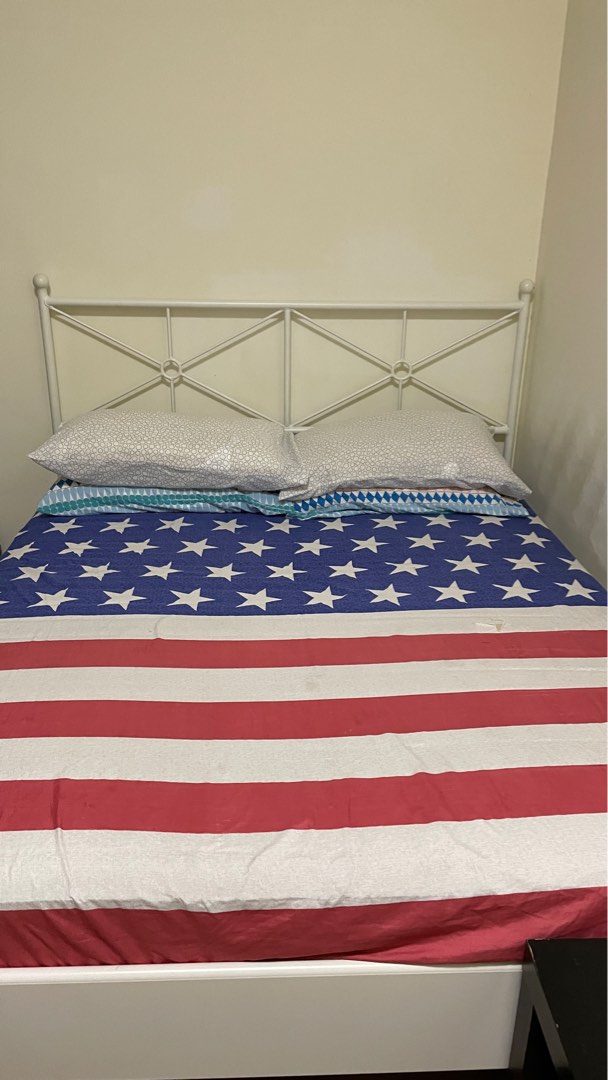 Ikea queen bed frame + mattress, Furniture & Home Living, Furniture