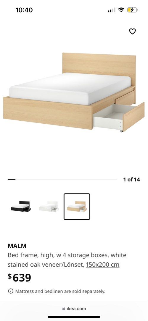 IKEA queen size storage bed, Furniture & Home Living, Furniture, Bed