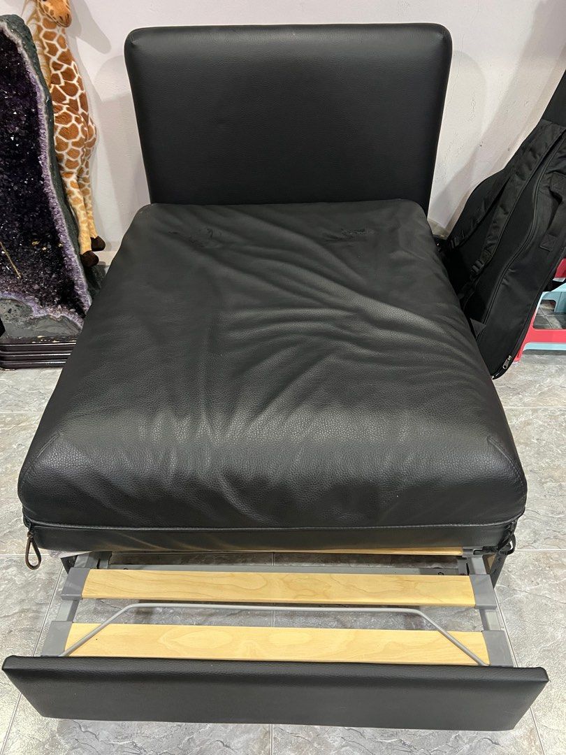 IKEA single sofa mattress pull out bed black wooden, Furniture & Home