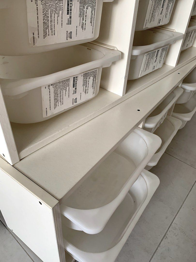IKEA Trofast white storage bins boxes and rack, Furniture & Home Living