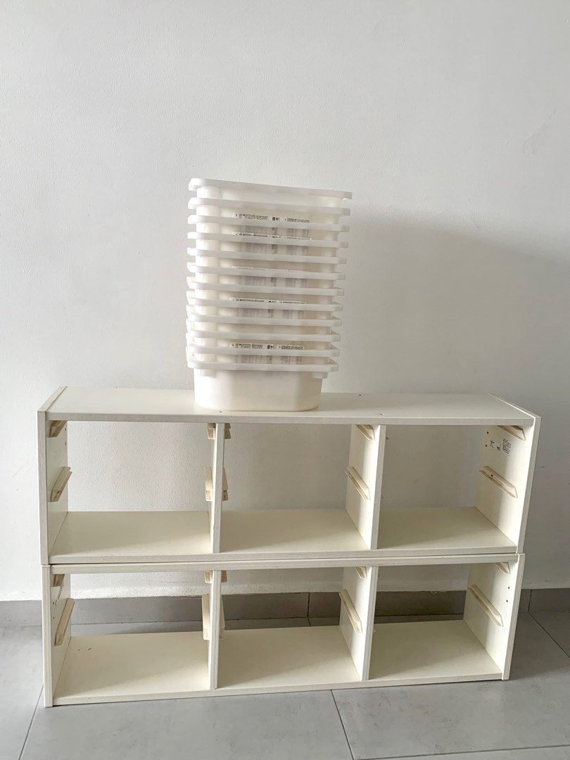 IKEA Trofast white storage bins boxes and rack, Furniture & Home Living