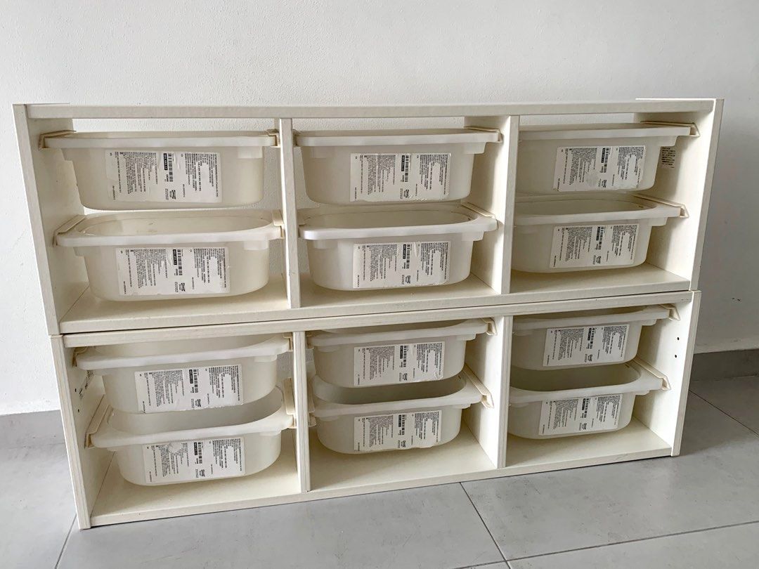 IKEA Trofast white storage bins boxes and rack, Furniture & Home Living, Home Improvement