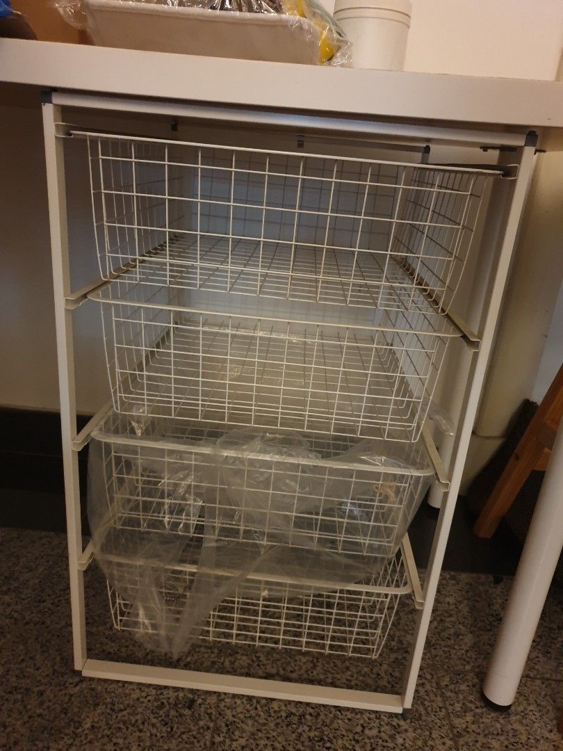 Ikea wire shelf with basket, Furniture & Home Living, Furniture