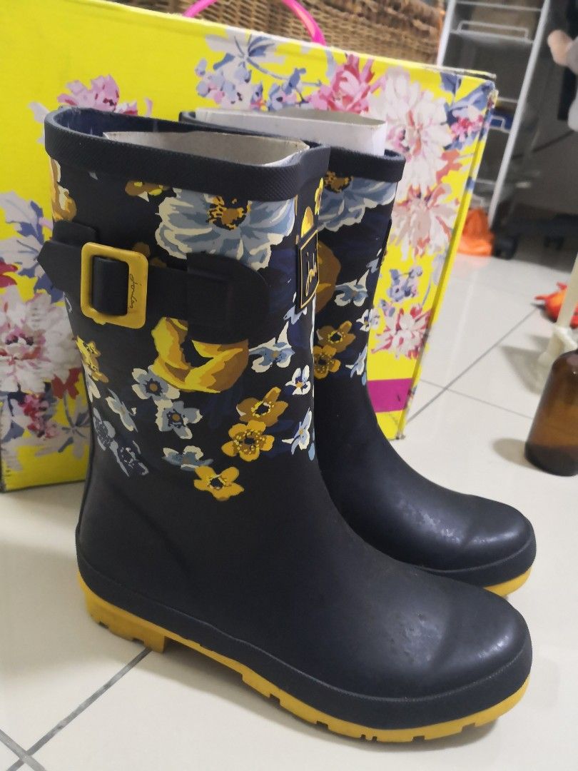 Joules navy outlet botanical wellies