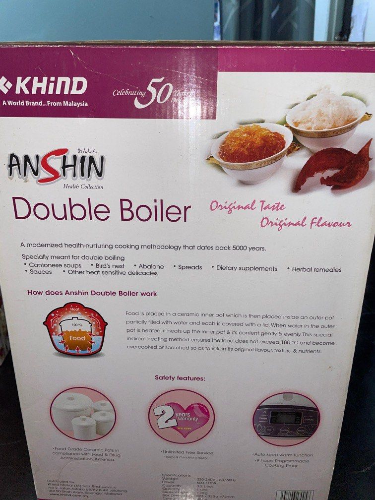 Khind Double Boiler DB 600, TV & Home Appliances, Kitchen Appliances