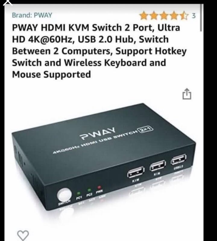 KVM Switch (PWAY Hdmi KVM ), Computers & Tech, Parts & Accessories