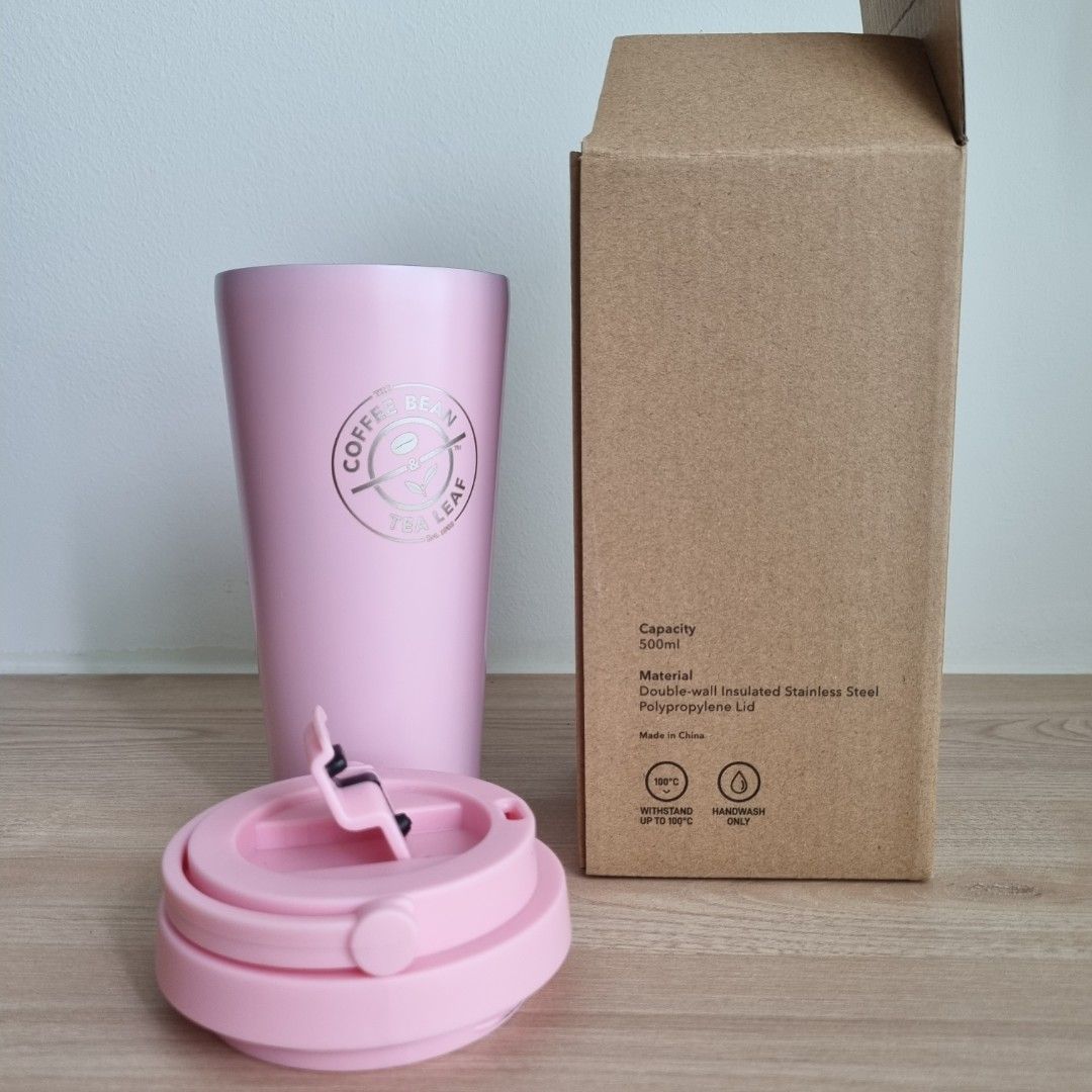 Latte Tumbler with Handle (Pink), Furniture & Home Living, Kitchenware ...