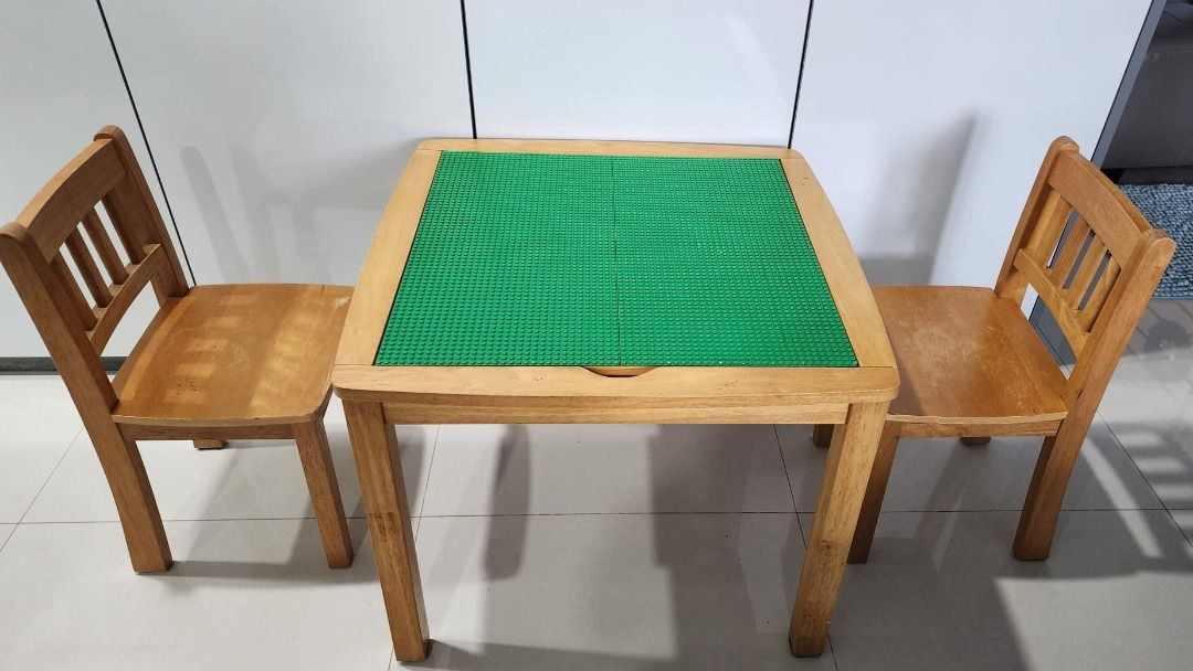 LEGO Imaginarium Flip Top Wooden Table with Wooden Chairs with duplo lego Furniture Home Living Furniture Tables Sets on Carousell