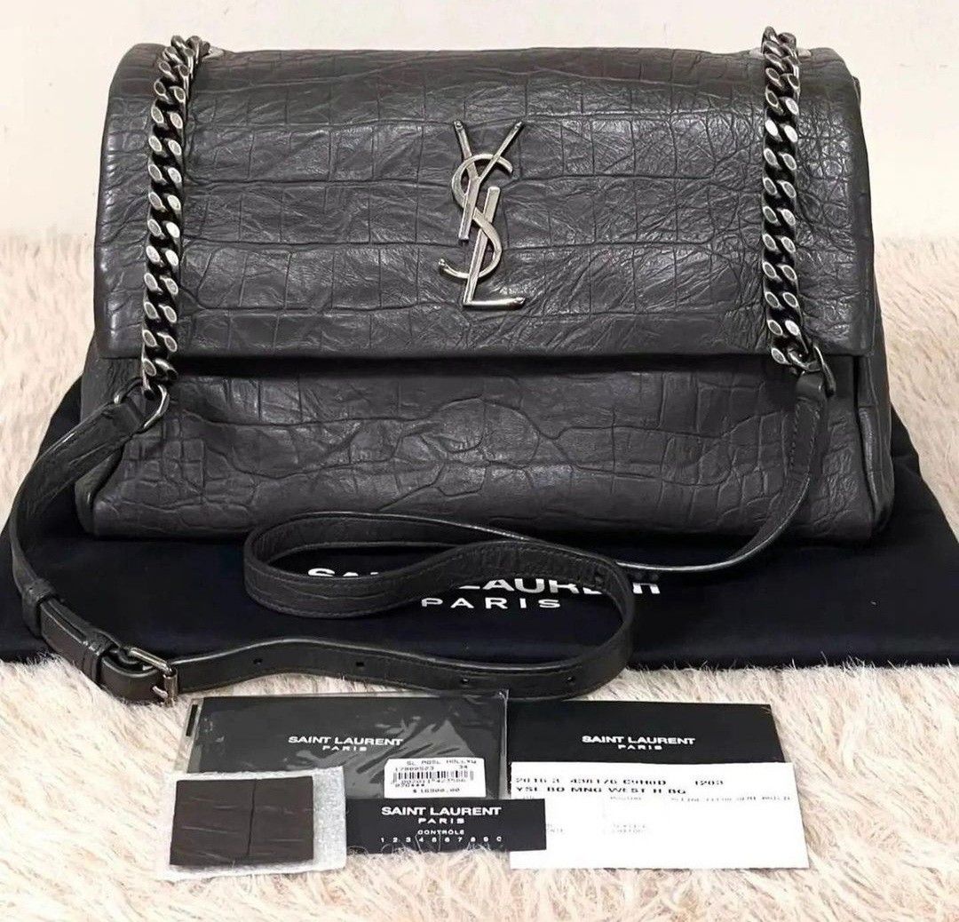 Like New YSL Crocodile Embossed Medium West Hollywood Bag Lenght 28cm Height 19cm width 10cm