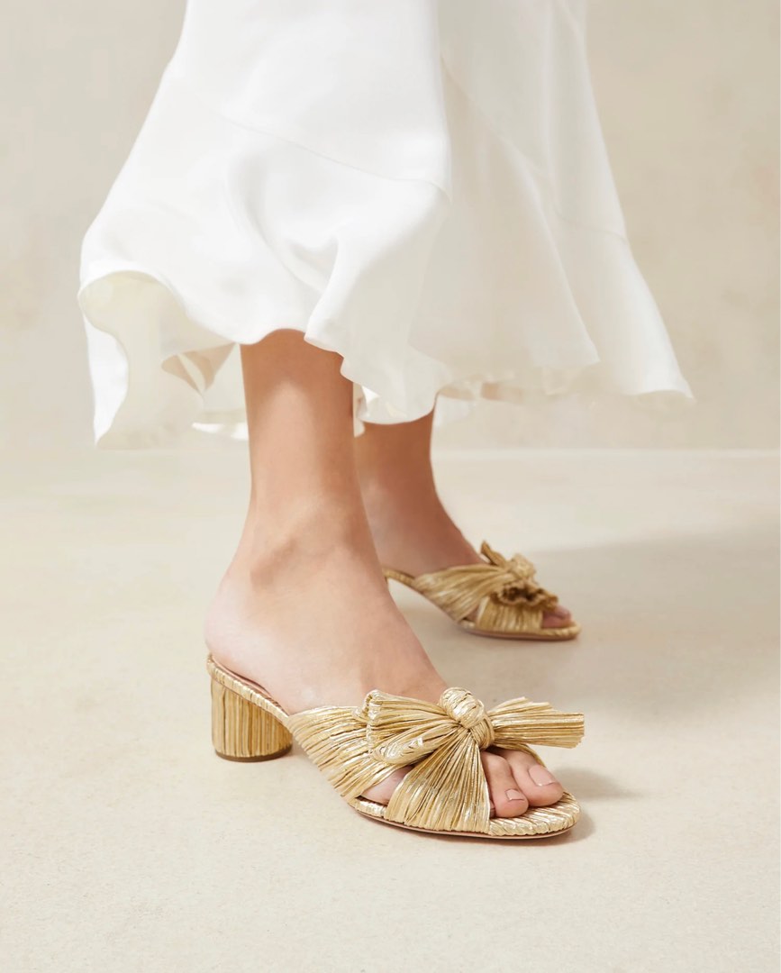 Loeffler Randall Gold Bow Pleats Heel Sandal SIZE US 10 EU 40, Women's  Fashion, Footwear, Sandals on Carousell