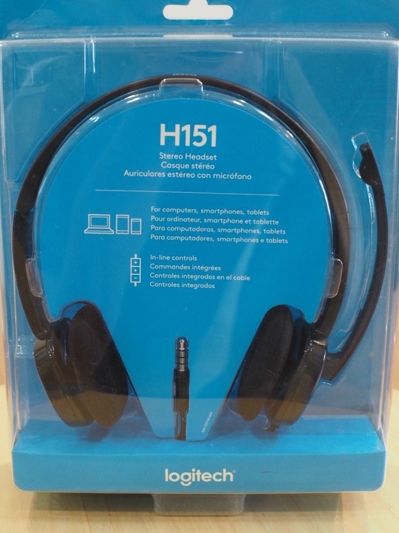 Logitech H151 Wired Headset, Stereo Headphones with Rotating NoiseCancelling Microphone, Audio