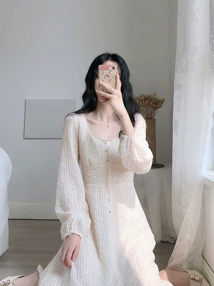 Chiffon midi dress long sleeve shop