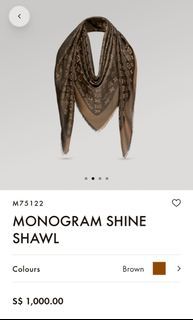 Louis Vuitton monogram Shine brown with gold shawl weaved jacquard silk  M75122 
