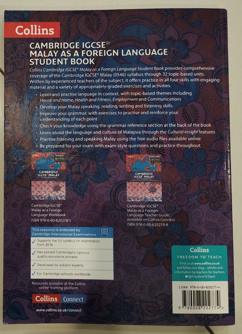 Cambridge IGCSE Malay As A Foreign Language Student's Book Collins
