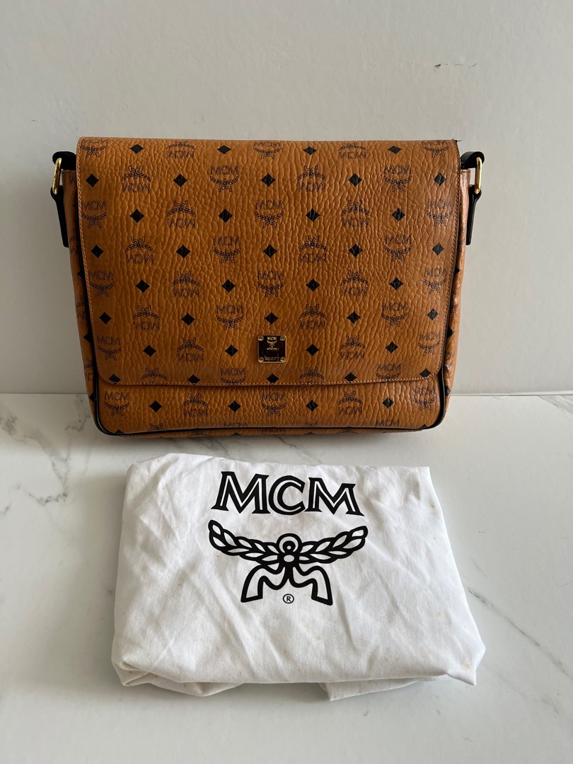 MCM Men Messenger Bag Medium in Cognac, Luxury, Bags & Wallets on Carousell