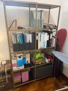 Metal framed shelf with glass shelving