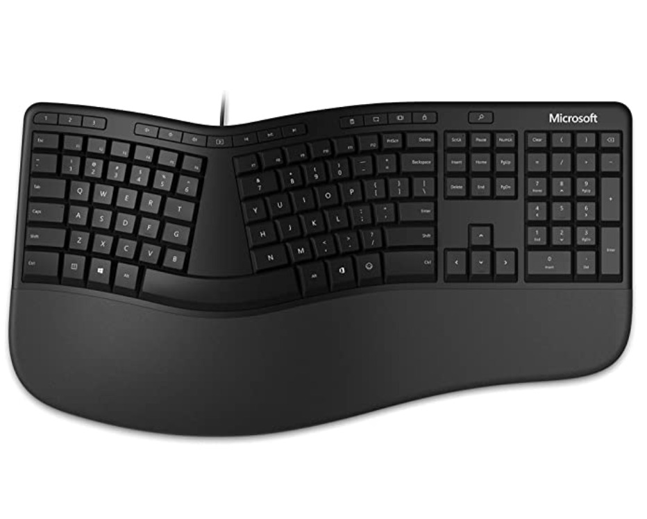 Microsoft Ergonomic Keyboard with Cushioned Wrist and Palm Support