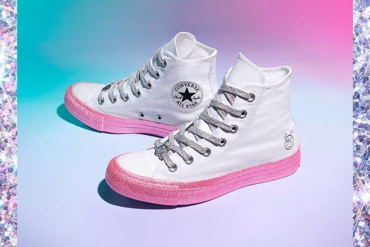 White sparkly converse shoes top
